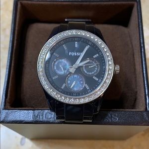 Fossil Black with Rhinestone watch